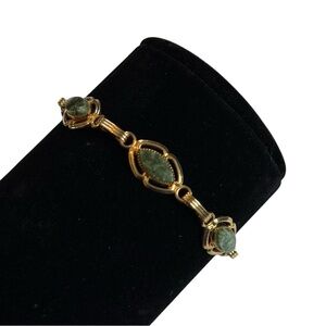Vintage 12K GF Bracelet w/ Green Jade